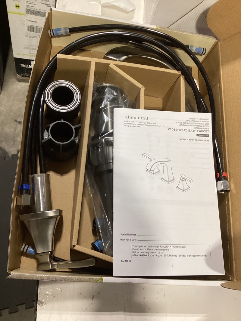 Condition photo showing Good Condition for allen + roth chesler brushed nickel widespread 2-handle watersense mid-arc residential handle bathroom sink faucet with drain