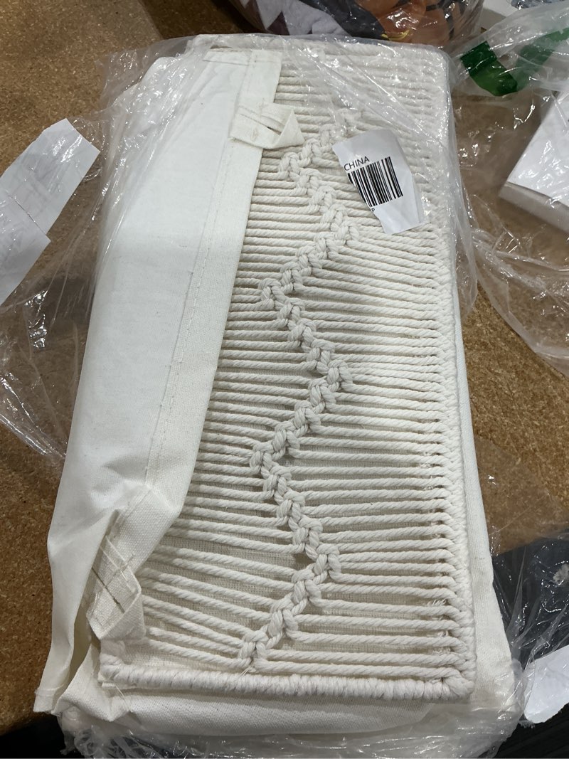 Condition photo showing Good Condition for janebeauties over the door organizer macrame boho nursery storage with 4 large woven pockets, hanging basket for bathroom, nursery & closet doors, behind the door storage organizer, cream white