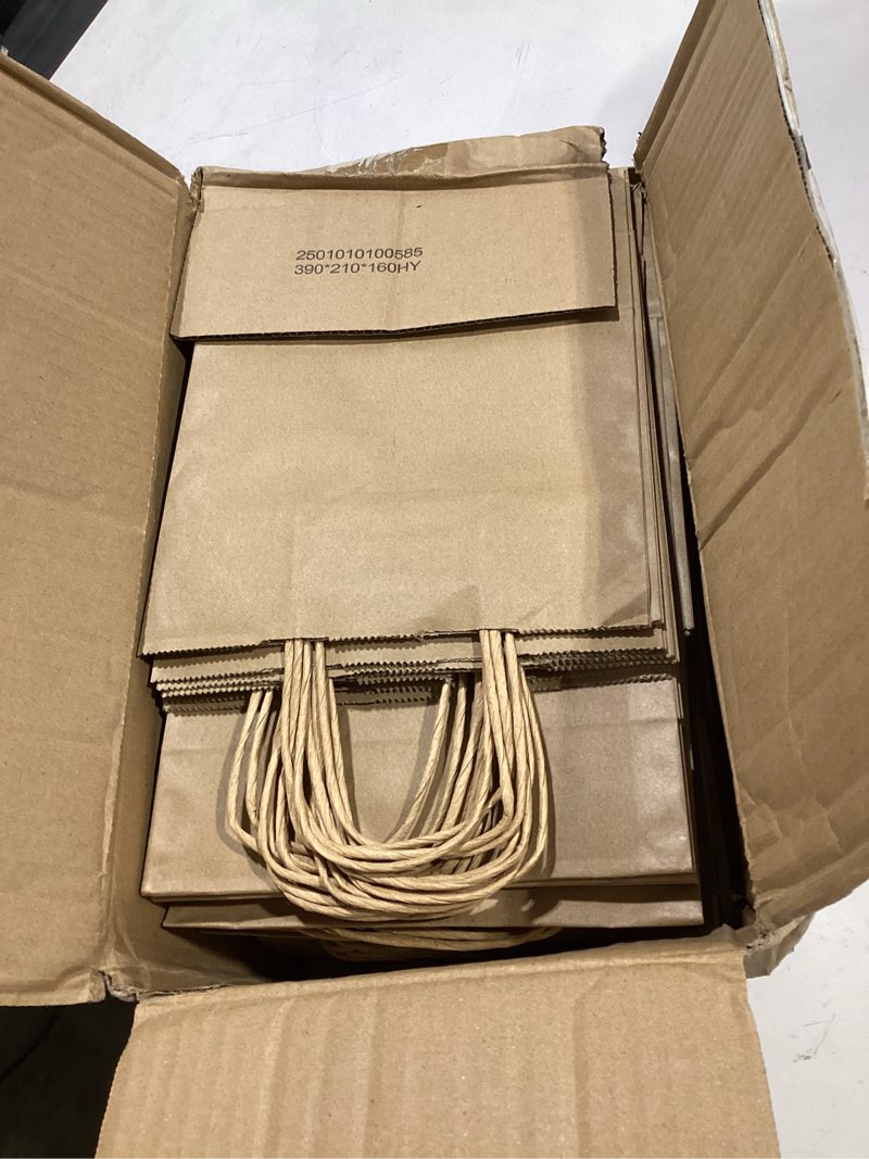 Condition photo showing Good Condition for racetop brown paper bags with handles bulk 100pcs 8x4.5x10.8 inch gift bags bulk, brown kraft paper bags for retail, party, shopping, favor brown 8x4.5x10.8 1 count (pack of 100)