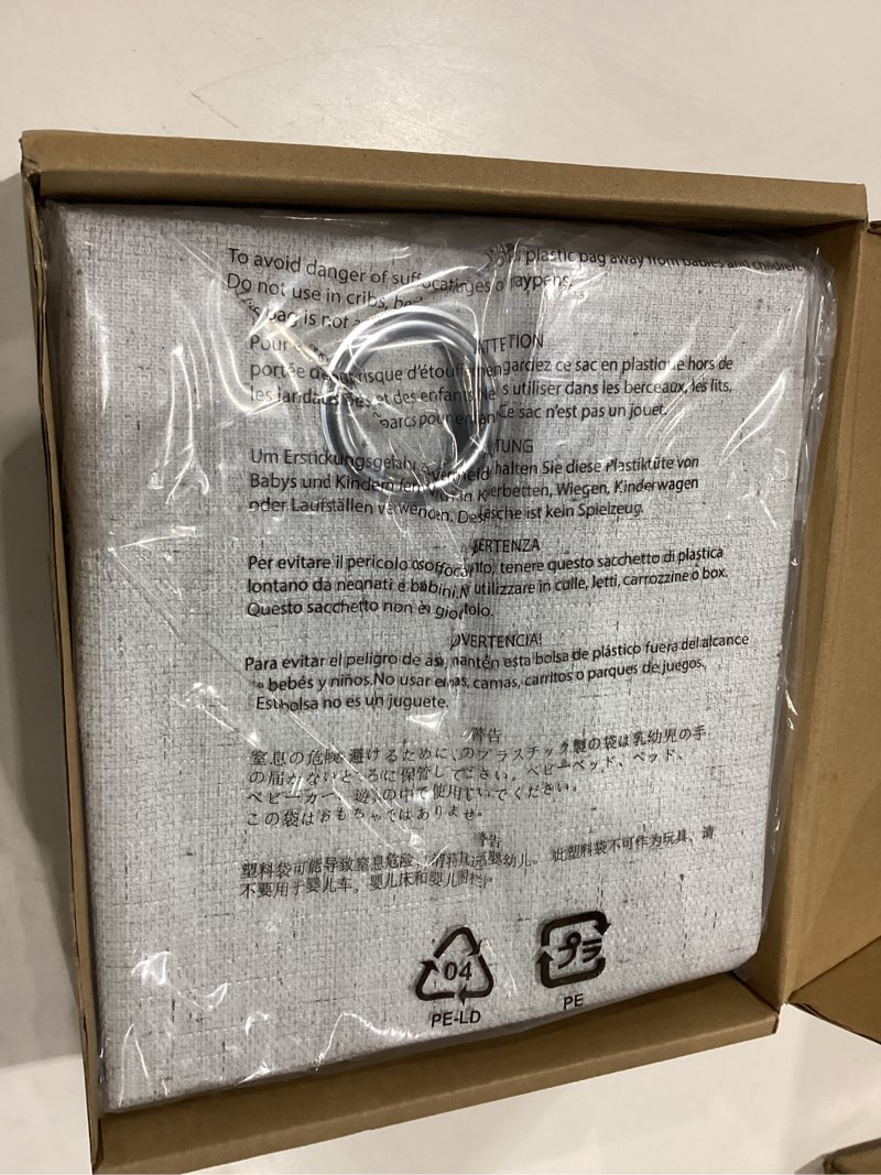 Condition photo showing New/Like New for amazon basics faux linen blackout curtains for bedroom and living room, 2-piece set with grommets, 42" w x 72" l, white white 42"w x 72"l (pack of 2)