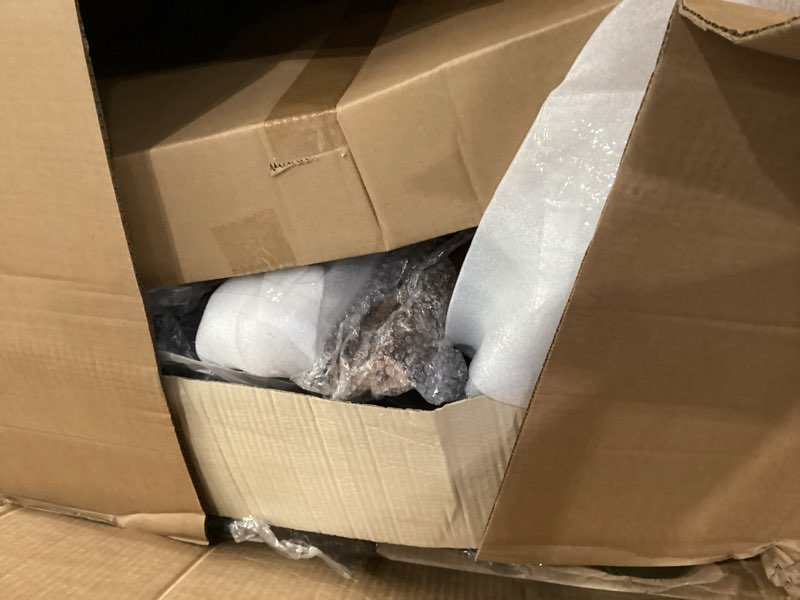 Condition photo showing As Is for Similar to **Karl home Accent Chair Mid-Century Modern Chair with Pillow Linen Fabric Upholstered Lounge Arm Chair with Solid Wood Frame & Soft Cushion for Living Room, Bedroom, Balcony, Green Linen Green