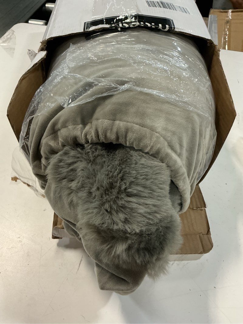 Condition photo showing New/Like New for super comfort oversized warm thick bubble luxury plush rabbit faux fur throw blanket, fluffy blanket,soft cozy blanket for couch chair bed sofa living room (grey, 60inx80in) grey 60inx80in