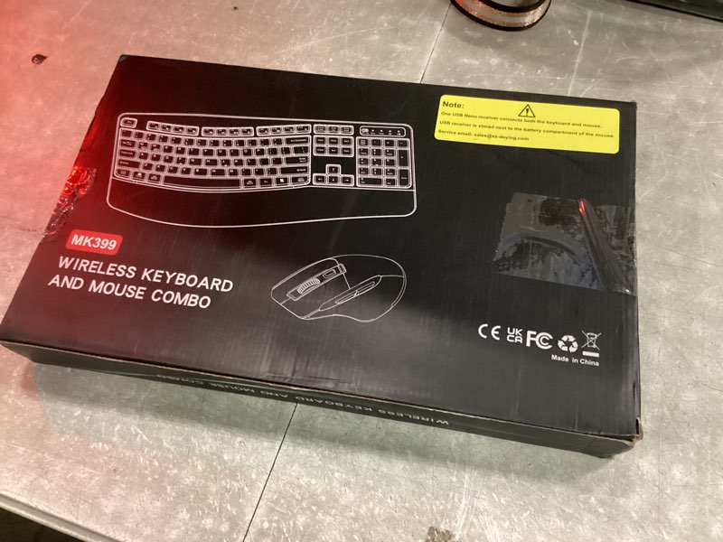 Condition photo showing New/Like New for wireless keyboard and mouse combo, 2.4g full size wave keys ergonomic keyboard with wrist rest and 3-level dpi adjustable wireless ergonomic mouse for windows, mac os desktop/laptop/pc(black)