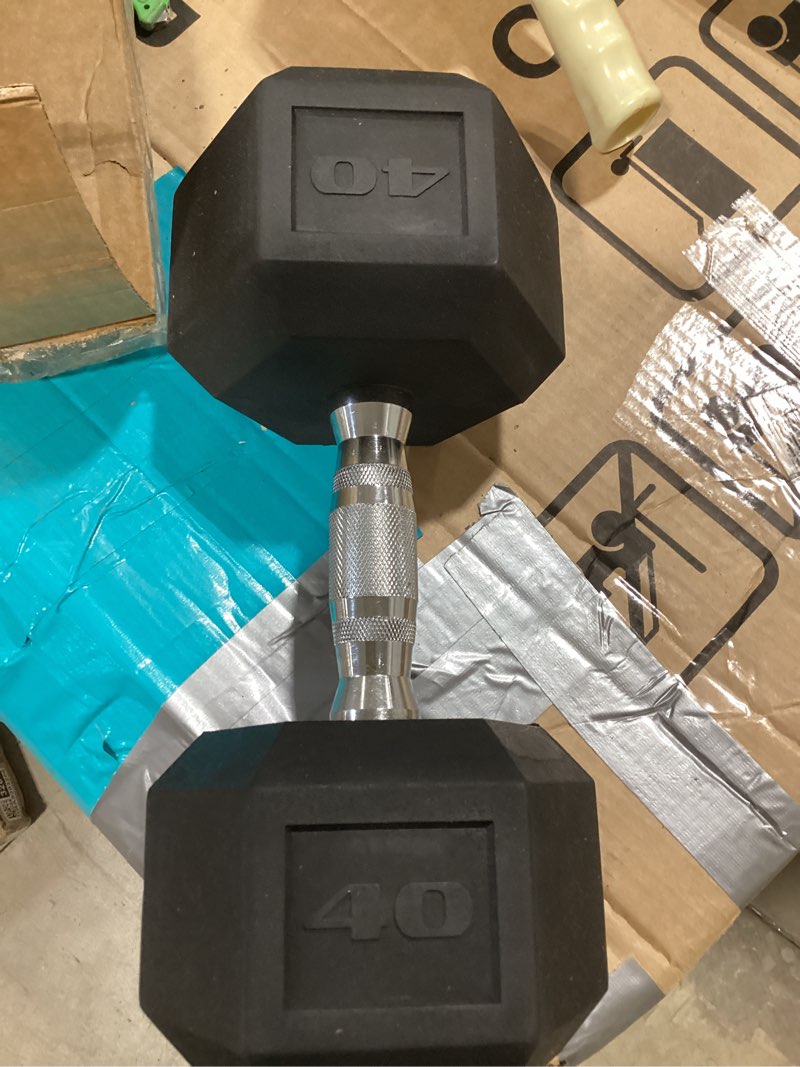 Condition photo showing As Is for cap barbell coated dumbbell weight | multiple options pairs & sets chrome handle 40 lb - pair