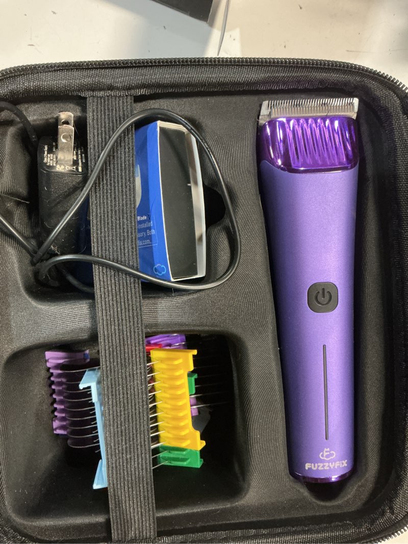 Condition photo showing As Is for professional dog grooming clipper with replacement blade, 5-in-1 adjustable a5 blade cordless pet grooming kit 2 speed trimmer hair shaver with detachable metal combs nova for animal horse purple