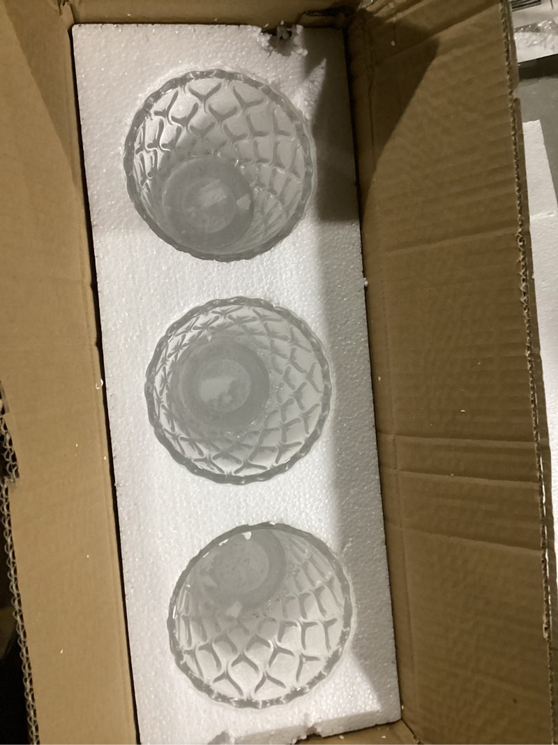 Condition photo showing Good Condition for textured glass lamp shades with decorative pattern, 1-5/8 inch fitter, cylinder glass shade covers replacement globe for pendant light fixtures floor lamps wall sconces,3 pack clear-textured 3 pack