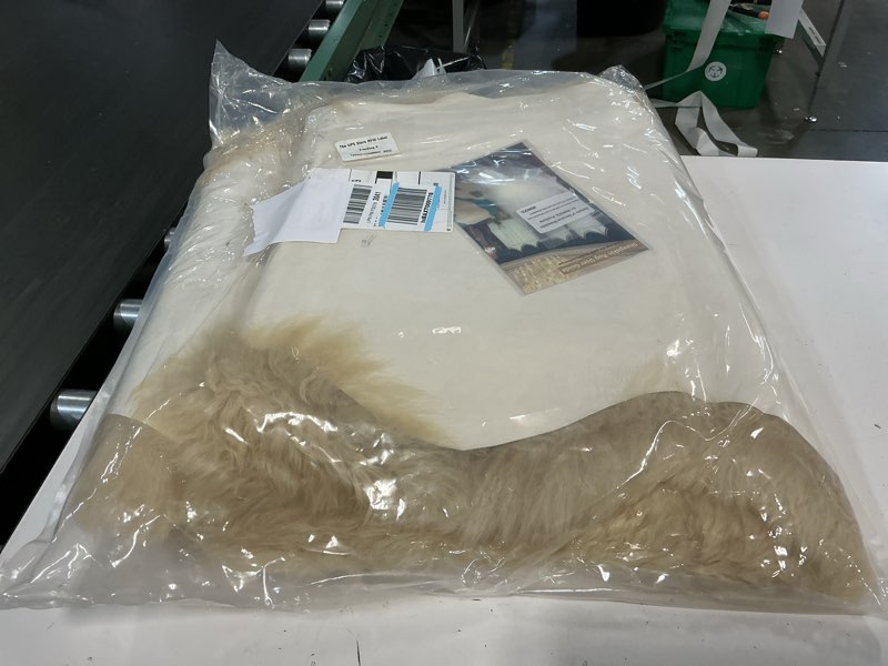 Condition photo showing Good Condition for premium genuine fur sheepskin rug real australia sheepskin natural luxury fluffy lambskin fur area rug seat covers for kids bedroom sofa chair cover (light brown, double pelt/2ft x 6ft) 2' x 6' (sheepskin shape) light brown