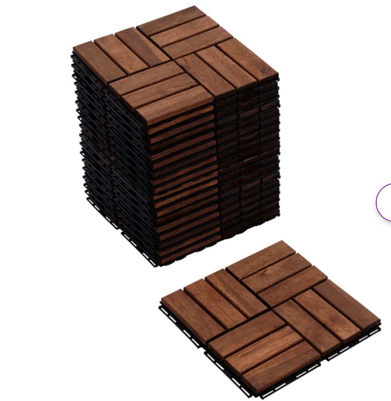 BEEFURNI - 12.1'' x 12.1'' Wood Interlocking Deck Tiles 10 pcs 