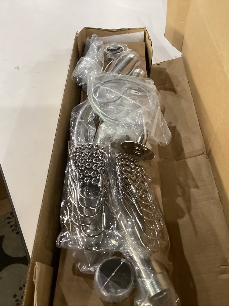 Condition photo showing New/Like New for mirooyu corner shower curtain rod, diamond shaped [both sides: 22"-34.8", middle: 28"/43.7"/12.2"] heavy duty neo angle shower curtain pole for bathroom bathtub with 12 hooks & ceiling support - gold