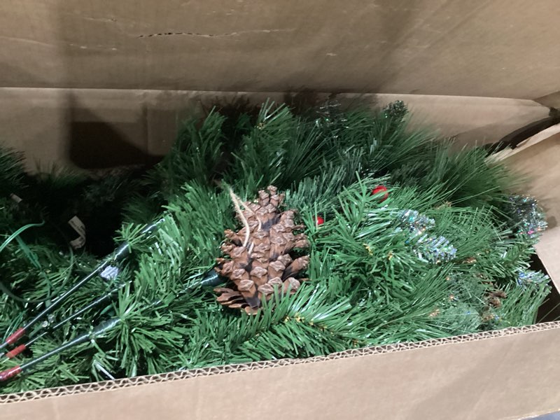 Condition photo showing New/Like New for Nearly Natural 6ft. Montana Mixed Pine Artificial Christmas Tree with Pine Cones, Berries and 350 Clear LED Lights 6ft Green