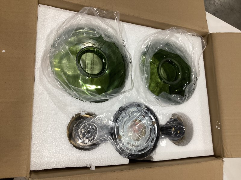 Condition photo showing New/Like New for bathroom light fixtures mid century wall sconce 2-lights with green striped shade glass wall mount light modern vanity lights for over mirror bedroom hallway overhead jade green