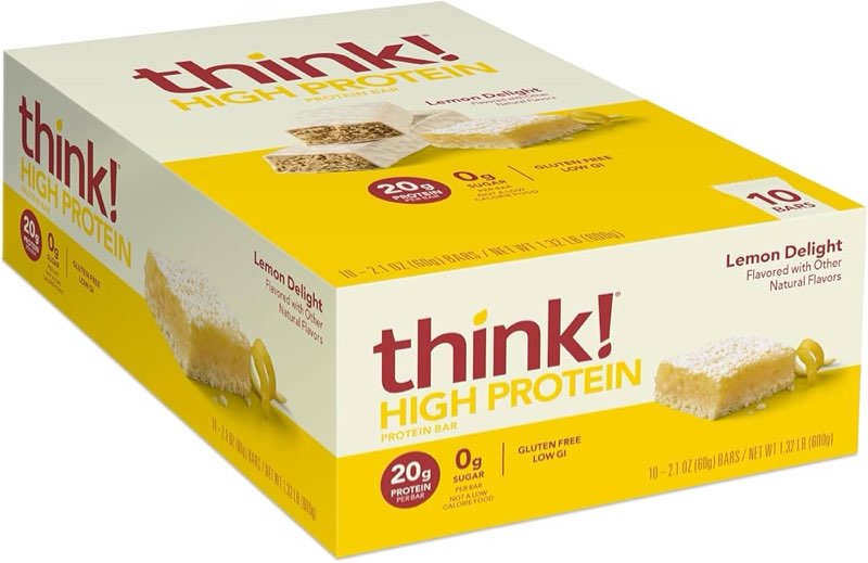 (Best by 28/JAN/2026) think! Protein Bars, High Protein Snacks, Gluten Free, Kosher Friendly, Lemon Delight, Nutrition Bar