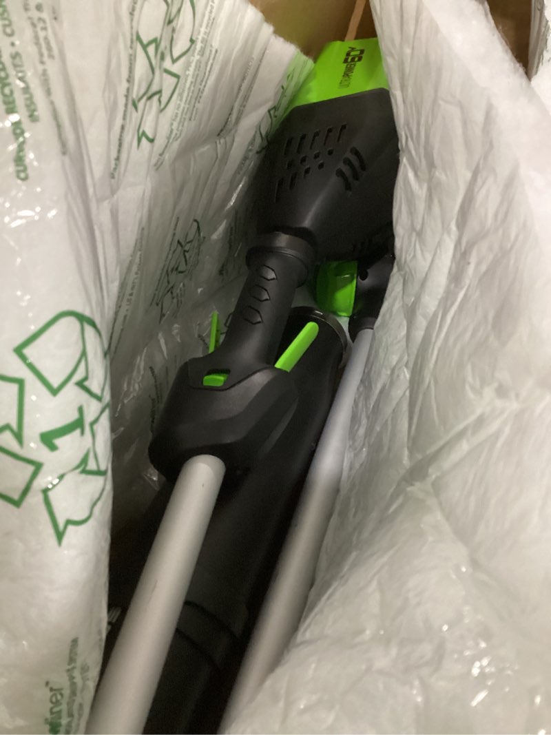 Condition photo showing As Is for greenworks 60v cordless yard tool combo kit with 4.0ah battery & charger – 13" dual-line string trimmer and 540 cfm leaf blower trimmer + blower combo 60v 13"trimmer+blower w/4.0ah battery
