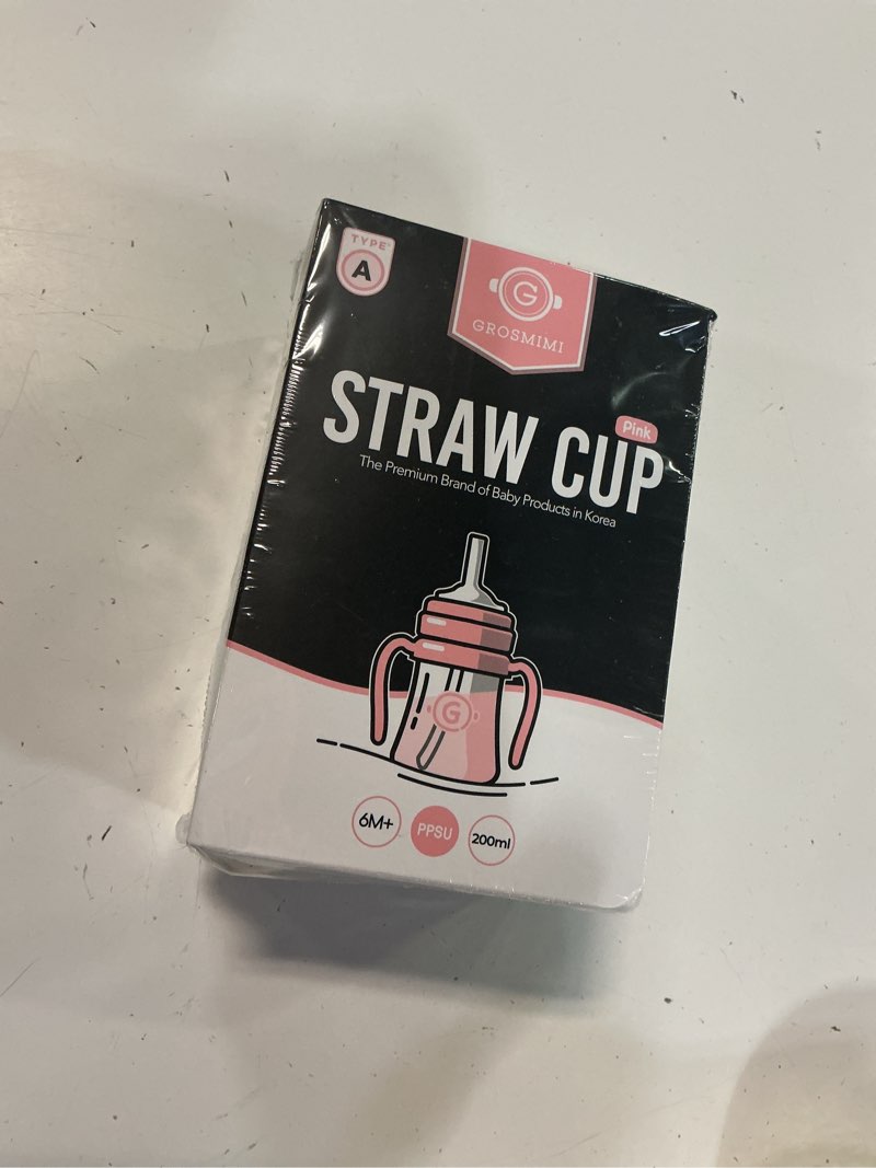Condition photo showing New/Like New for grosmimi spill proof no spill magic sippy cup with straw with handle for baby and toddlers, customizable, ppsu, bpa free 6 oz (pink)