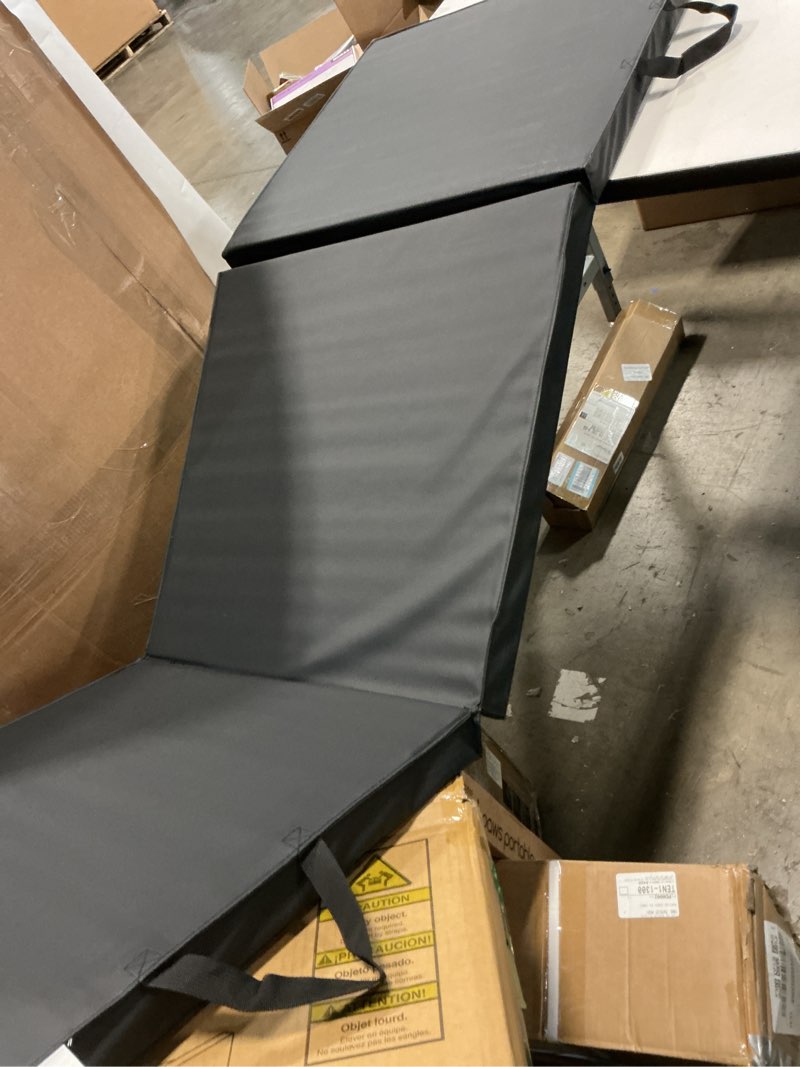 Condition photo showing Good Condition for balancefrom 6x2 feet 3-panel folding gymnastics mat – 2-inch thick pad with vinyl surface and carrying handles for tumbling, yoga, pilates, home workouts, and martial arts black