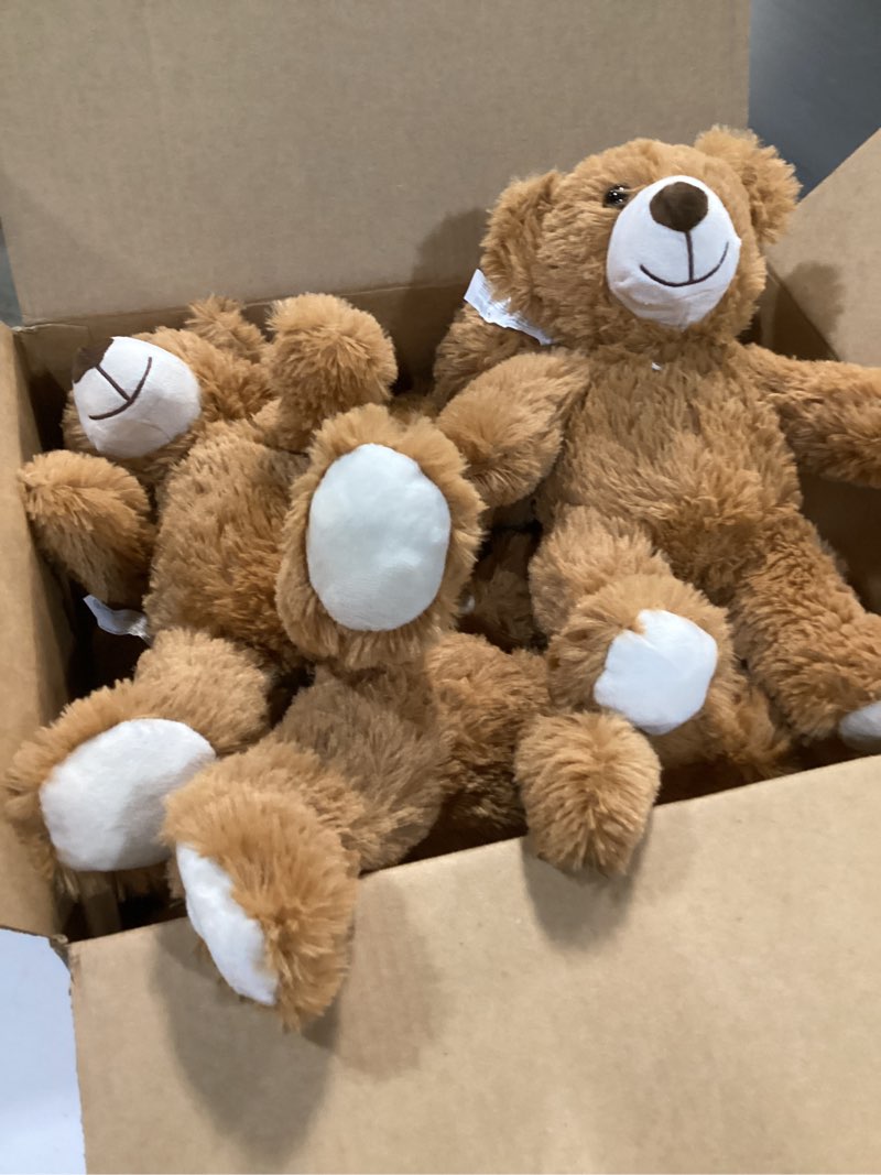 Condition photo showing As Is for MaoGoLan Bulk Teddy Bear Baby Shower, 10 Packs Small Dark Brown Teddy Bear Stuffed Animals in Bulk,13.5\" Small Stuffed Bears Plush for Wedding,Birthday,Christmas, Party Decorations (missing bow ties)