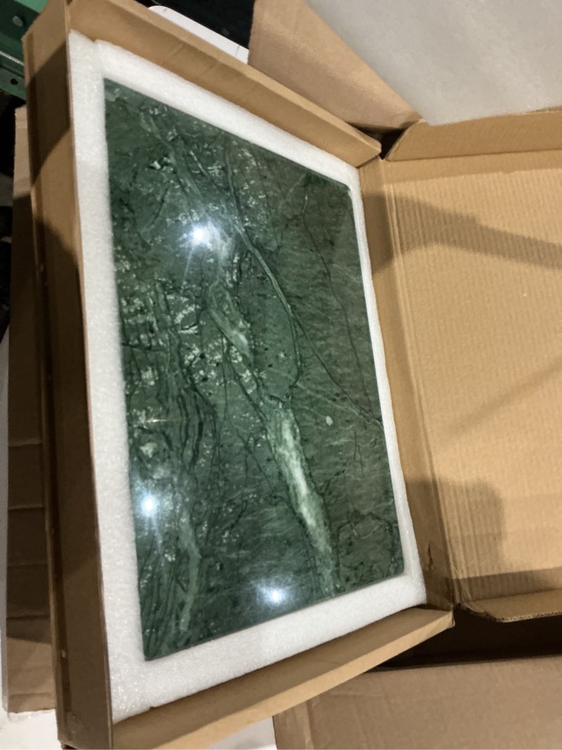 Condition photo showing New/Like New for marble cutting board for kitchen 12×16in – stone cutting board?marble pastry board for baking, cheese?charcuterie, granite cutting board for durable and elegant food preparation (green12×16in) green 16*12