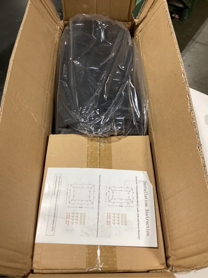 Condition photo showing Good Condition for Portable Sauna Box for Home & Gym Includes 3L Steamer, Large Folding Chair, and Full-Body Steam Tent (31.5"x31.5"x71") Perfect for Relaxation Anywhere 31.5x31.5x71 inch Black