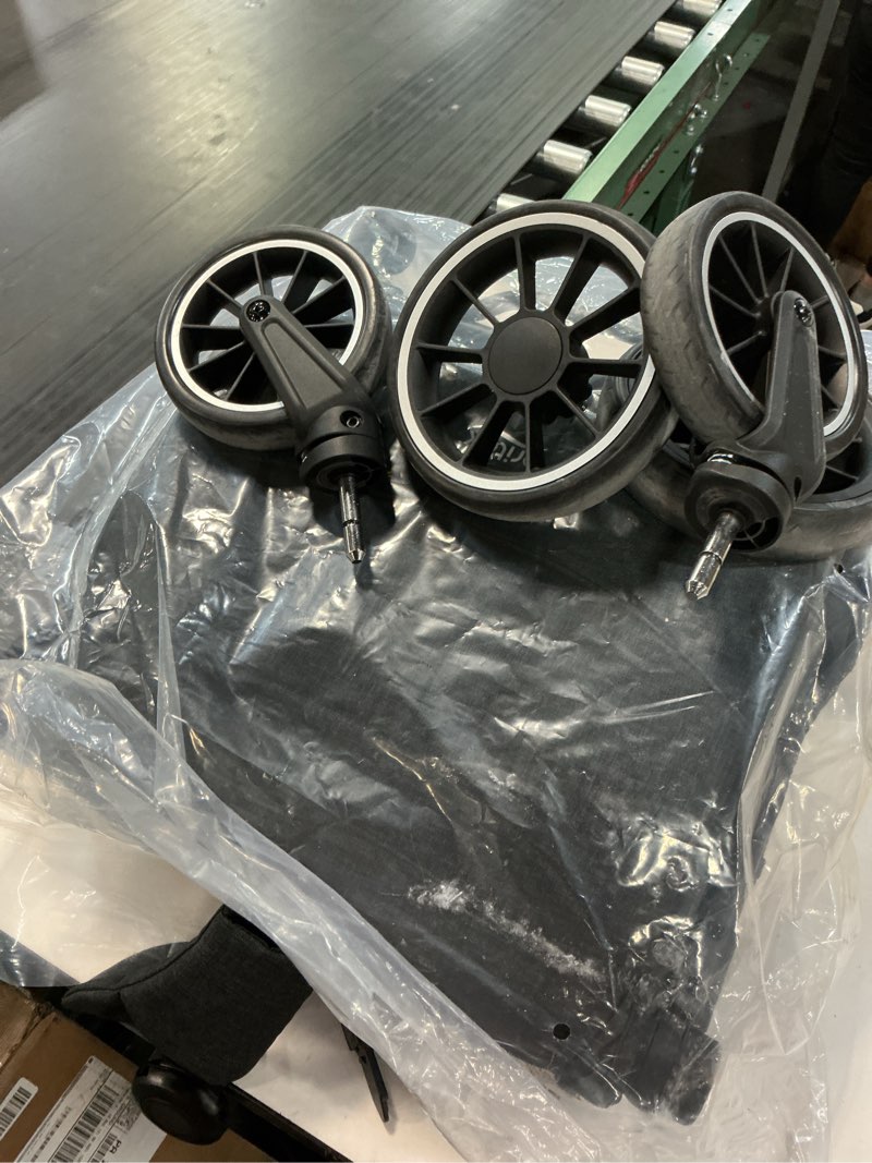 Condition photo showing As Is for britax juniper+ compact stroller, portable & lightweight on-the-go stroller with fastpack & one-hand rapidfold, infant car seat compatible, built-in carry strap, ventilating fabrics — raven black raven black juniper+