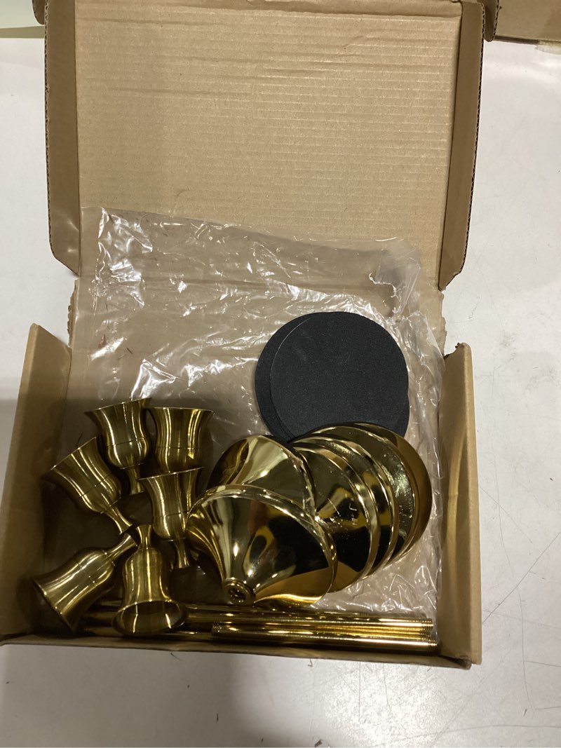 Condition photo showing Good Condition for SylvaCraft Brass Gold Candle Holders Rustproof Taper Candlestick Holders for Holiday Party Table Centerpiece Wedding Fireplace Mantel Housewarming Gift(2 Sets(6 Pcs)) Gold 2 Sets(6 Pcs)