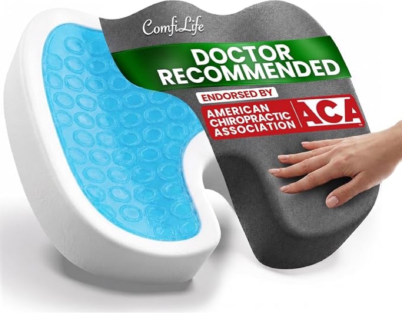 comfilife premium gel & memory foam seat cushion – doctor recommended office chair cushion, car seat cushion – chair cushions for back & sciatica pain relief – seat cushions for office desk (charcoal