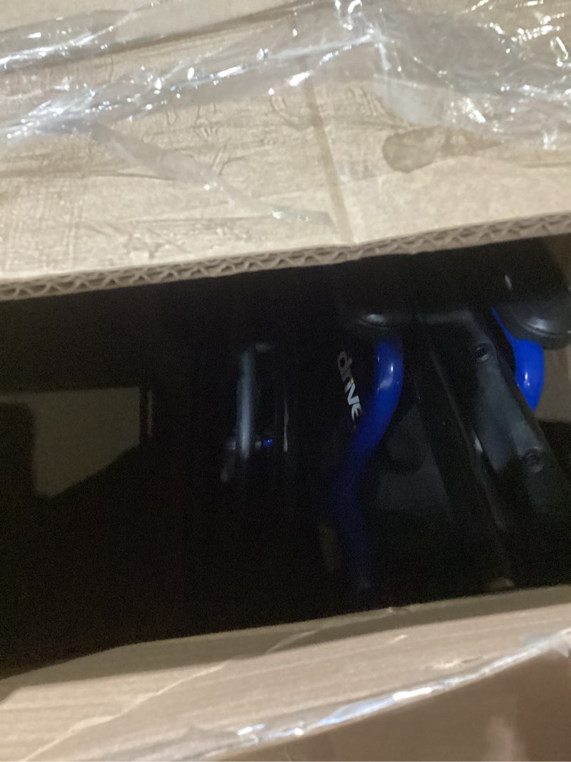 Condition photo showing As Is for Drive Medical Blue Streak Wheelchair with Flip Back Desk Arms, Swing Away Footrests,FoldingDesk Length Arms, Alloy Steel, 20 Inch Seat