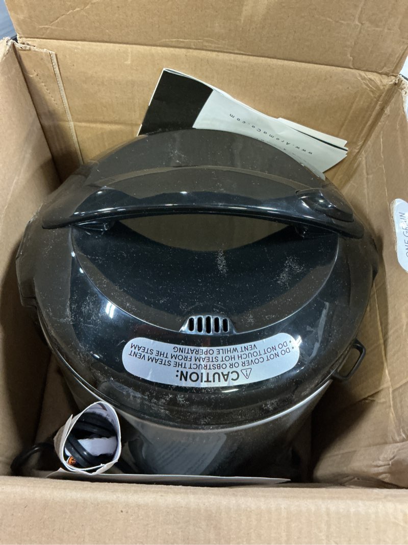 Condition photo showing As Is for Aroma 8-Cup (Cooked) Rice & Grain Cooker  Steamer  New Bonded Granited Coating