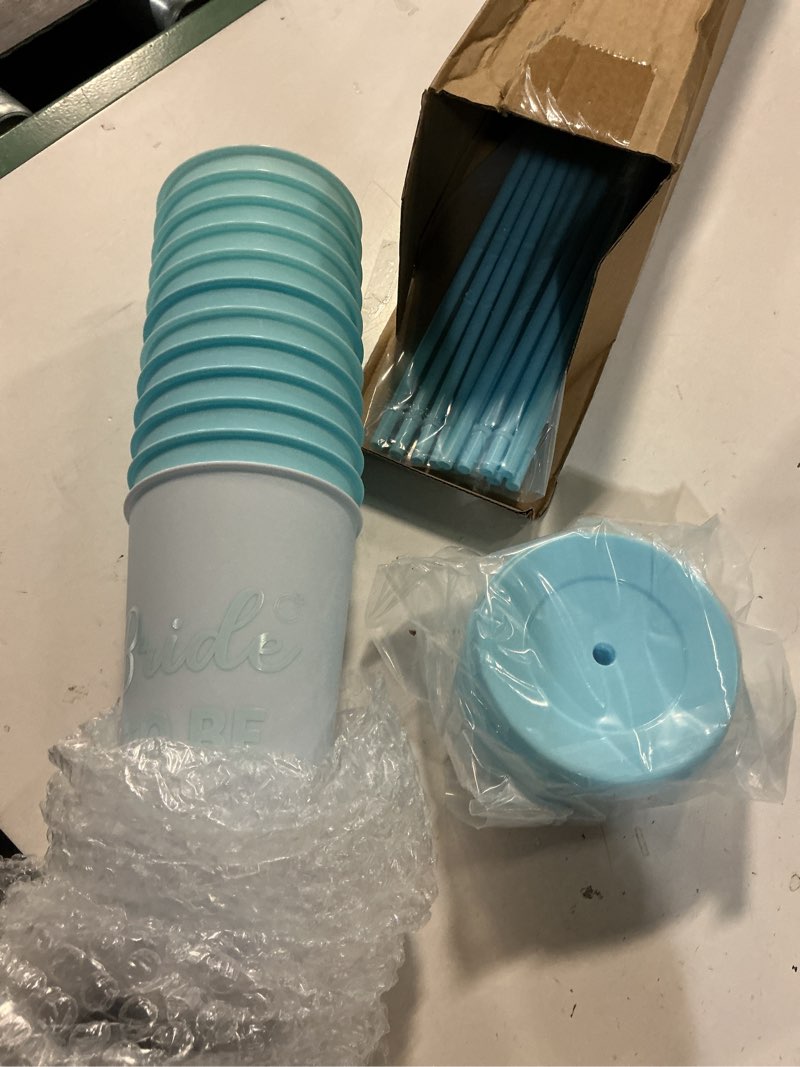 Condition photo showing Good Condition for yungyan 12 pcs bachelorette cups for party 24 oz bridesmaid cups with lids and straws funny bachelor