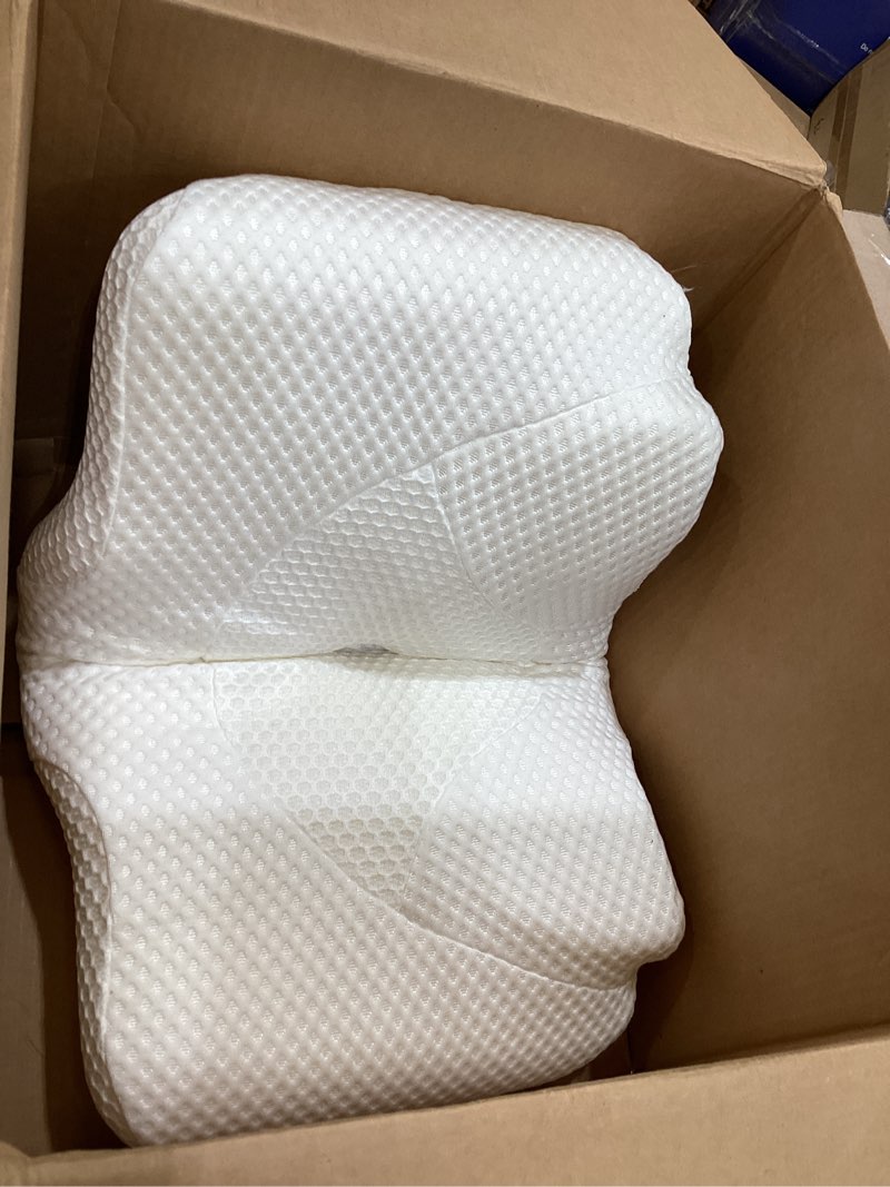 Condition photo showing Good Condition for ergonomic butterfly cervical memory foam pillow for neck pain relief, dual-height orthopedic neck support pillow with breathable removable cover, for side/back/stomach sleepers