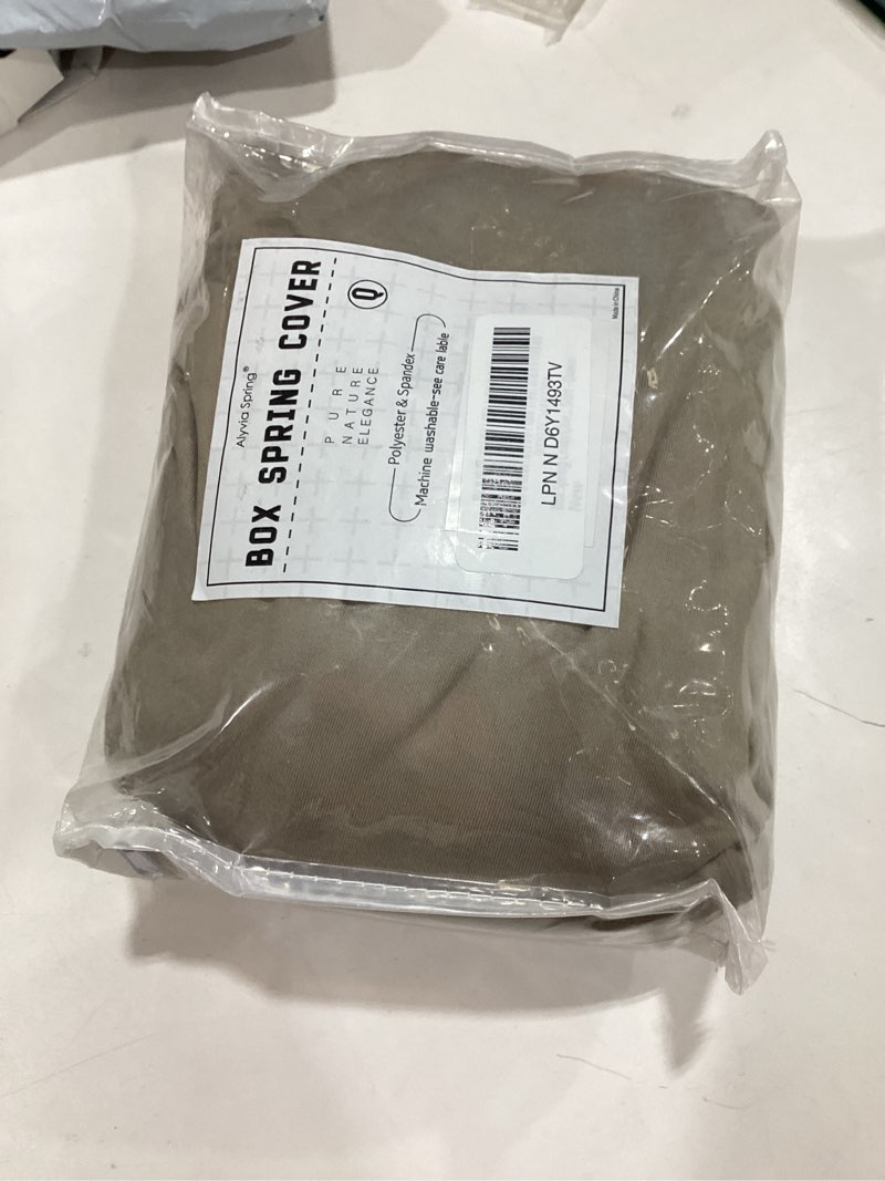 Condition photo showing Good Condition for box spring cover queen size - jersey knit & stretchy wrap around 4 sides bed skirt for hotel & home - queen/queen xl, taupe taupe queen/queen xl
