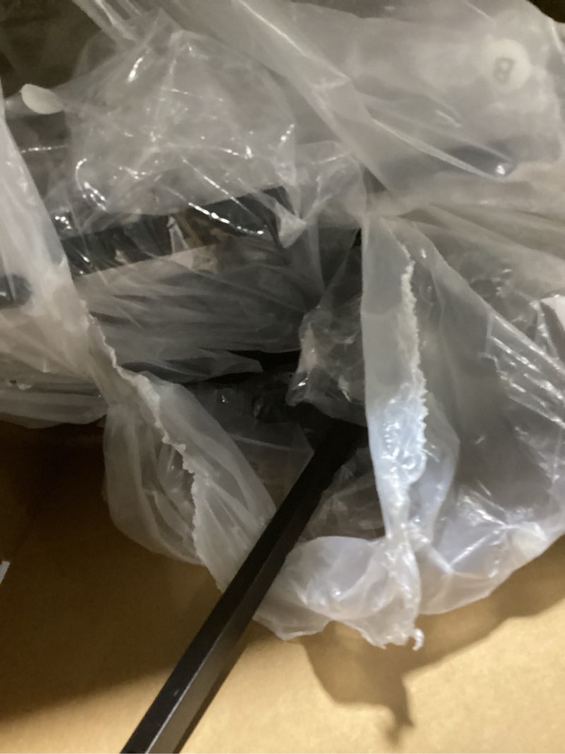 Condition photo showing As Is for saybond creations 31'' narrow console table with umbrella holder & hooks, 3-tier small entryway table, entry table with storage shelves for hallway, foyer, corridor, black