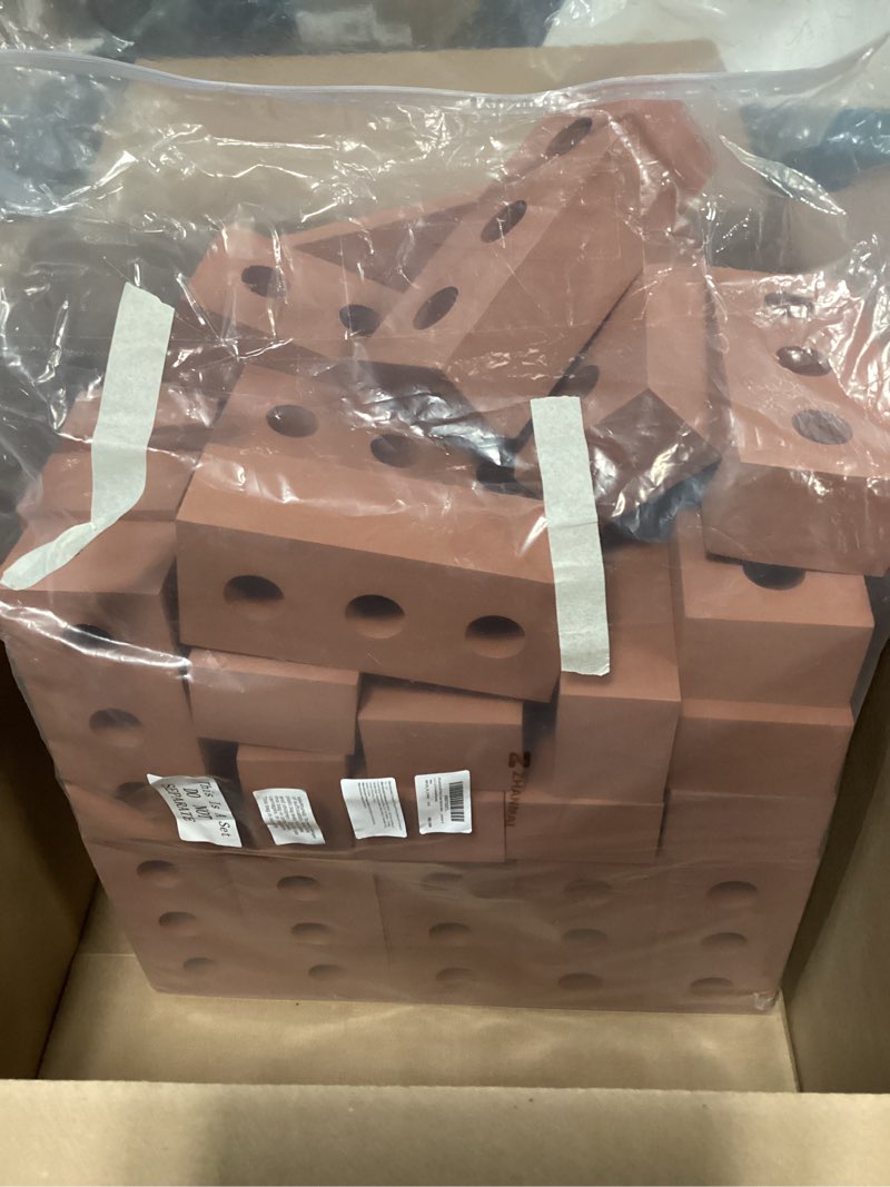 Condition photo showing As Is for Zhanmai 50 Pack Foam Bricks Building Blocks for Kids Foam Cinder Blocks Large Fake Bricks Toy for Stacking and Construction 8 x 4 x 2.4 Inches(Round)