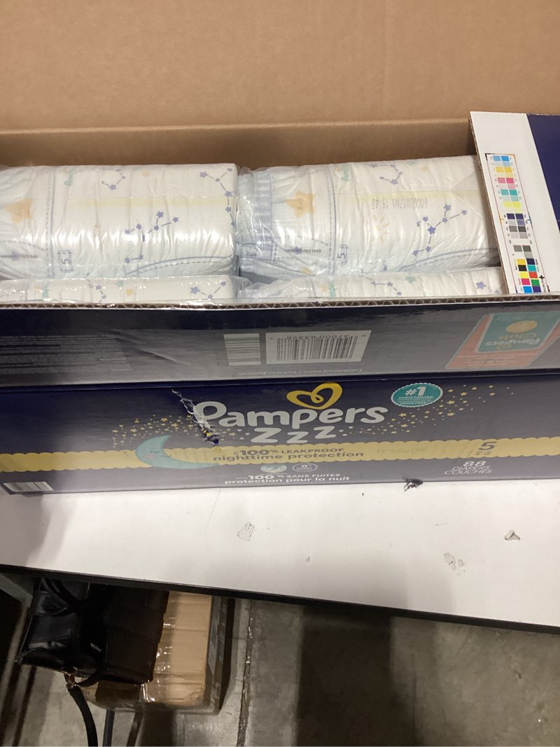 Condition photo showing New/Like New for Pampers ZZZ Overnight Diapers, Size 5 (27+ lbs), 88 Count, Nighttime Protection Disposable Baby Diaper, Night Time Leak and Skin Protection Size 5 88