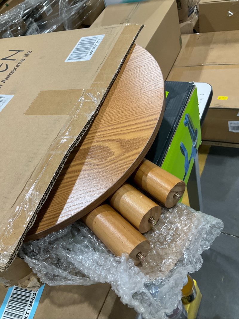 Condition photo showing Good Condition for AWASEN Round Side Table, Small End Table for Living Room, Modern Accent Coffee Side Table with Solid Wood Legs for Small Space, Easy Assembly, Brown Brown Walnut