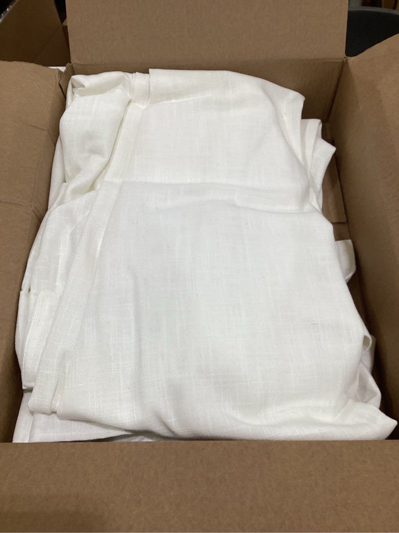 Condition photo showing Good Condition for Pinch Pleat 102 Inch Long Curtains Linen Curtains for Living Room Bedroom Light Filtering Privacy Neutral 102 Inch Pleated Drapes Hooks Rings Back Tab for Window Sliding Door Natural Cream 1 Panel Natural 50"W x 102"L (Pack of 1)