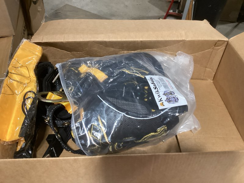 Condition photo showing As Is for kwiksafety - typhoon safety harness [3 d-rings + back support] safety harness fall protection kit, 2025 ansi compliant 1.) premium diamond harness premium harness (x1)