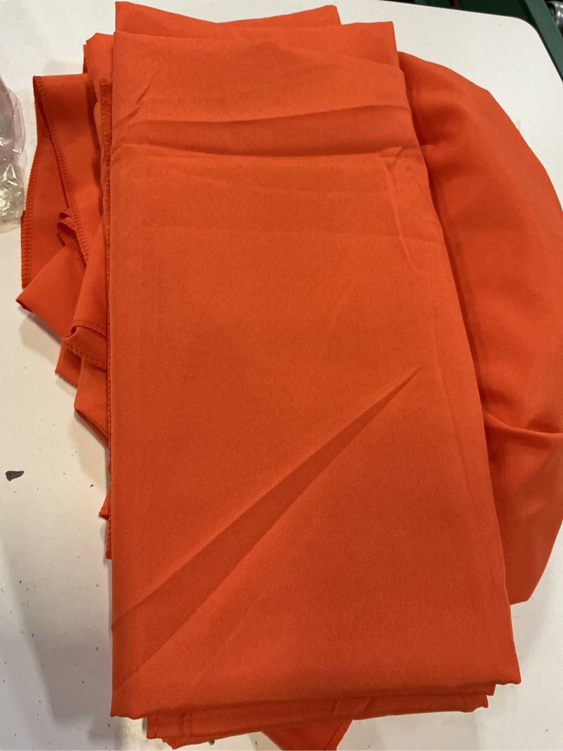 Condition photo showing Good Condition for 2 panels orange curtains for living room boho solid light filtering curtains for bedroom modern bright orange window treatment set rod pocket drapes elegant farmhouse semi sheer curtains 52x84 inches 52"w x 84"l (pack of 2) orange curtain
