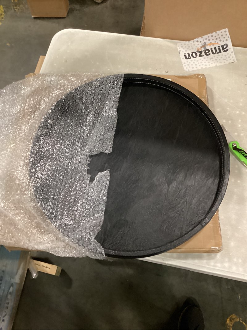 Condition photo showing Good Condition for 20 inch round solid wood serving tray extra large tea coffee snack food meals serving plate non-slip kitchen party bar server ottoman tray breakfast tray with raised edges black black 20"
