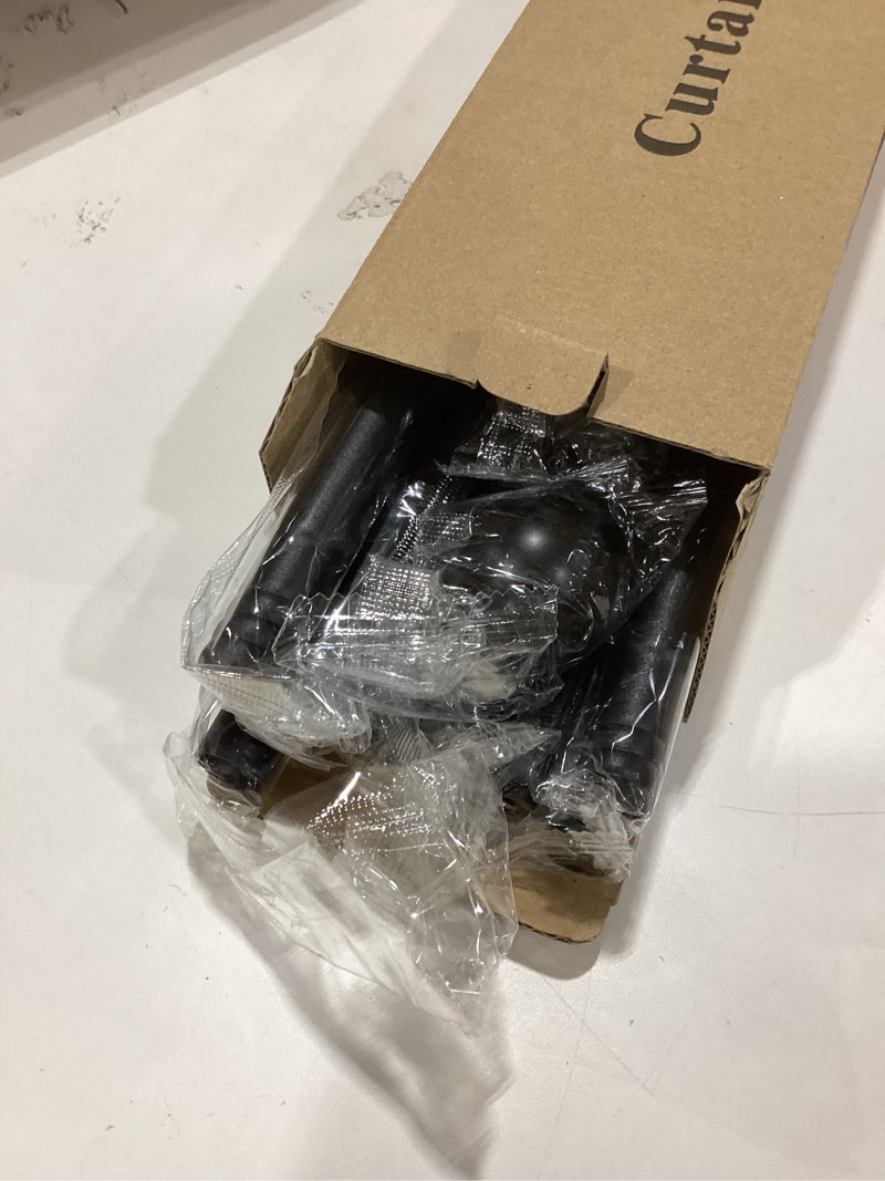 Condition photo showing Good Condition for Curtain Rods No Drilling for Windows Set 66 to 120-128 Inch,5/8 Inch Diameter Drapey Pole with No Drill Curtain Rod Brackets,Renter Friendly Cortineros Para Ventanas with Adhesive Holder Hook Black Black 66 to 120"