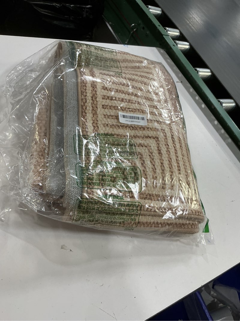 Condition photo showing As Is for garveehome bordered rug 4x6 washable rug for living room modern striped border area rug non slip low pile dining room throw carpet contemporary carpet for entryway kitchen nursery, khaki khaki 4' x 6' (rectangular)