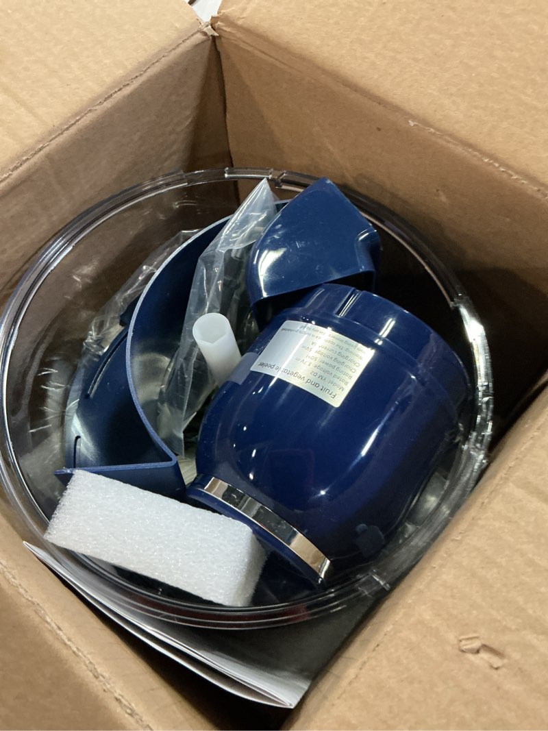 Condition photo showing As Is for electric grape peeler machine, one-button automatic fruit garlic peeler machine, food-grade material suitable for making baby puree and desserts, usb rechargeable, easy to clean
