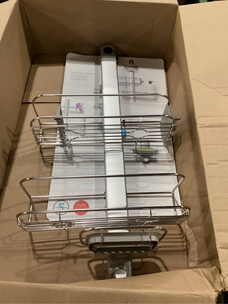 Condition photo showing New/Like New for simplehuman adjustable shower caddy, stainless steel and anodized aluminum medium