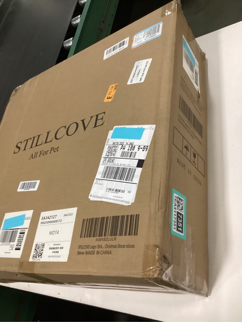 Condition photo showing New/Like New for 53" Large Christmas Cat Tree Tower: Indoor Green Heavy Duty Cat Condo House with Scratching Post & Toys for Xmas Decorations