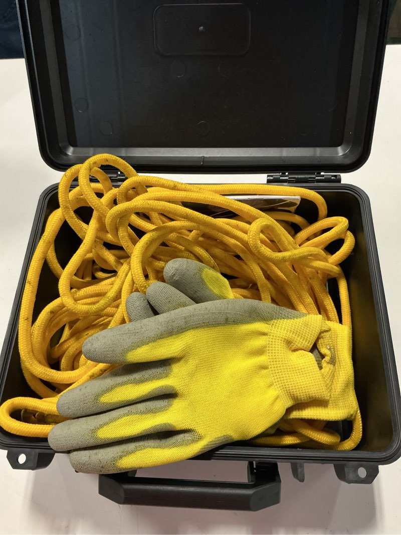 Condition photo showing As Is for 1320lb’s complete magnet fishing kit | double sided fishing magnet kit with case | includes strong neodymium n52 magnets, durable 65ft rope, carabiner, gloves, grappling hook & carry case 1320 lb double sided magnet kit