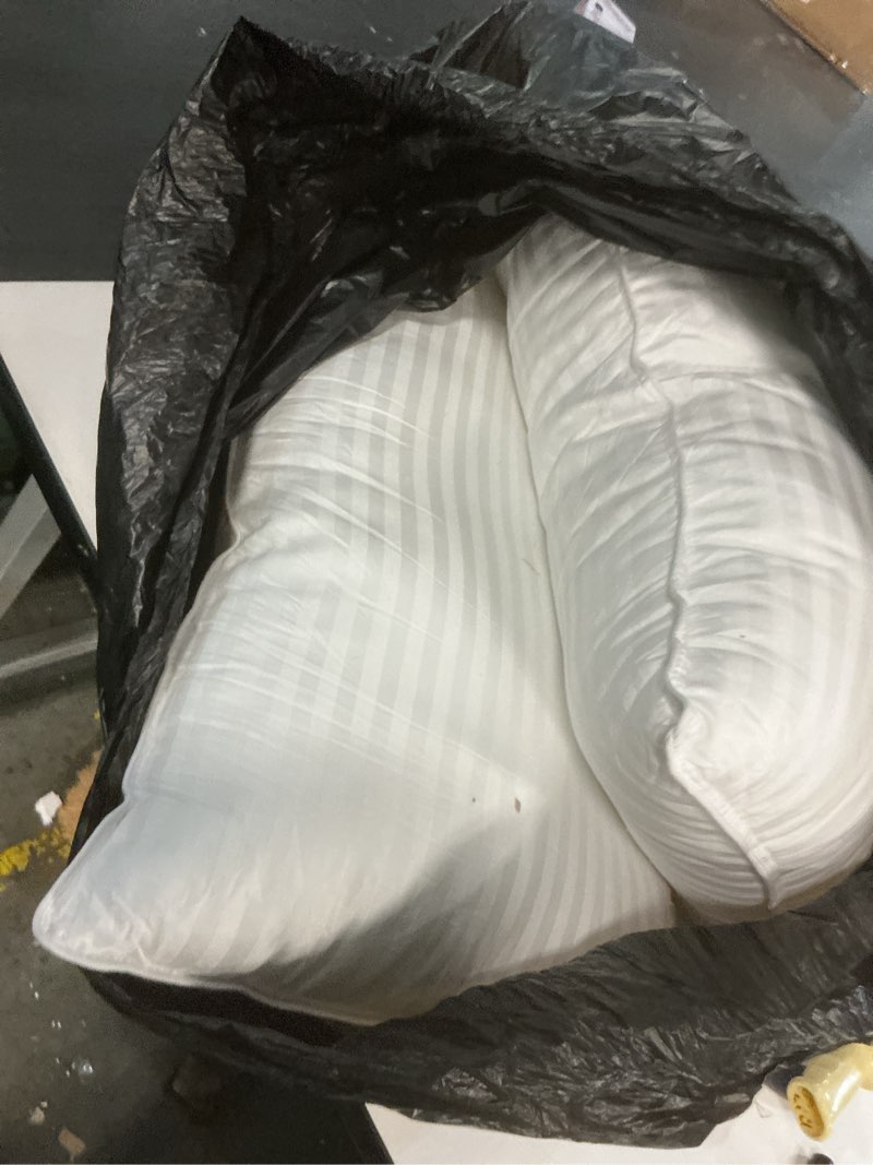 Condition photo showing As Is for Beckham Hotel Collection Bed Pillows King Size Set of 2 - Down Alternative Pillow for Back, Stomach or Side Sleepers King White