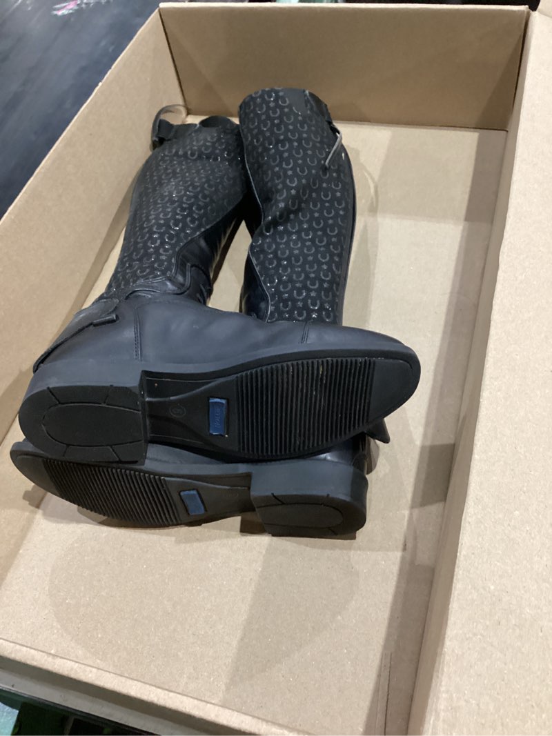 Condition photo showing As Is for size 6-ovation kids' sofia grip tall riding boots - leather foot & breathable shaft horse riding equestrian footwear, unisex fit