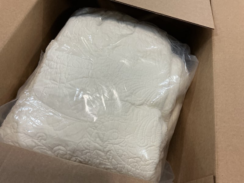 Condition photo showing Good Condition for honeilife oversized queen bedspreads 110x106- queen size quilt bedding sets 3-piece, paisley coverlets lightweight bedlinen set for all season use-white oversized queen-110"x106" white