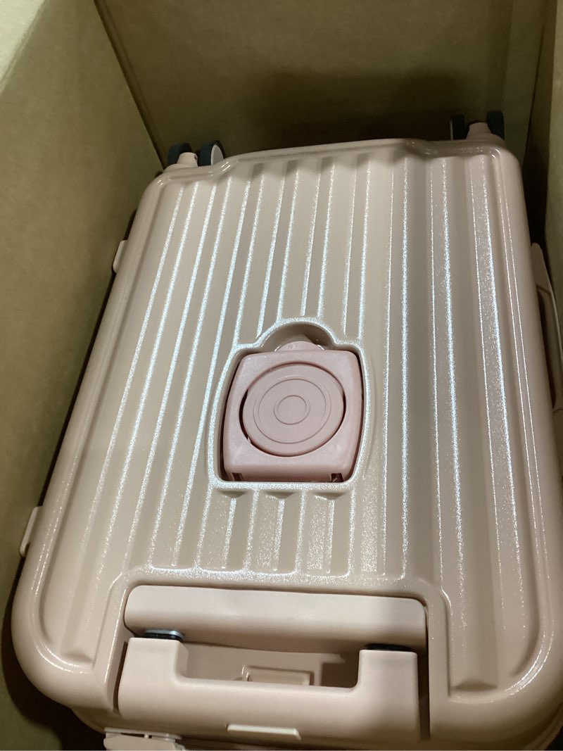 Condition photo showing As Is for Hard Shell Carry On Luggage With Cup Holder & Charger, 20IN Carry On Luggage With Spinner Wheels, 360° Rotatable, Airline Approved TSA-locked