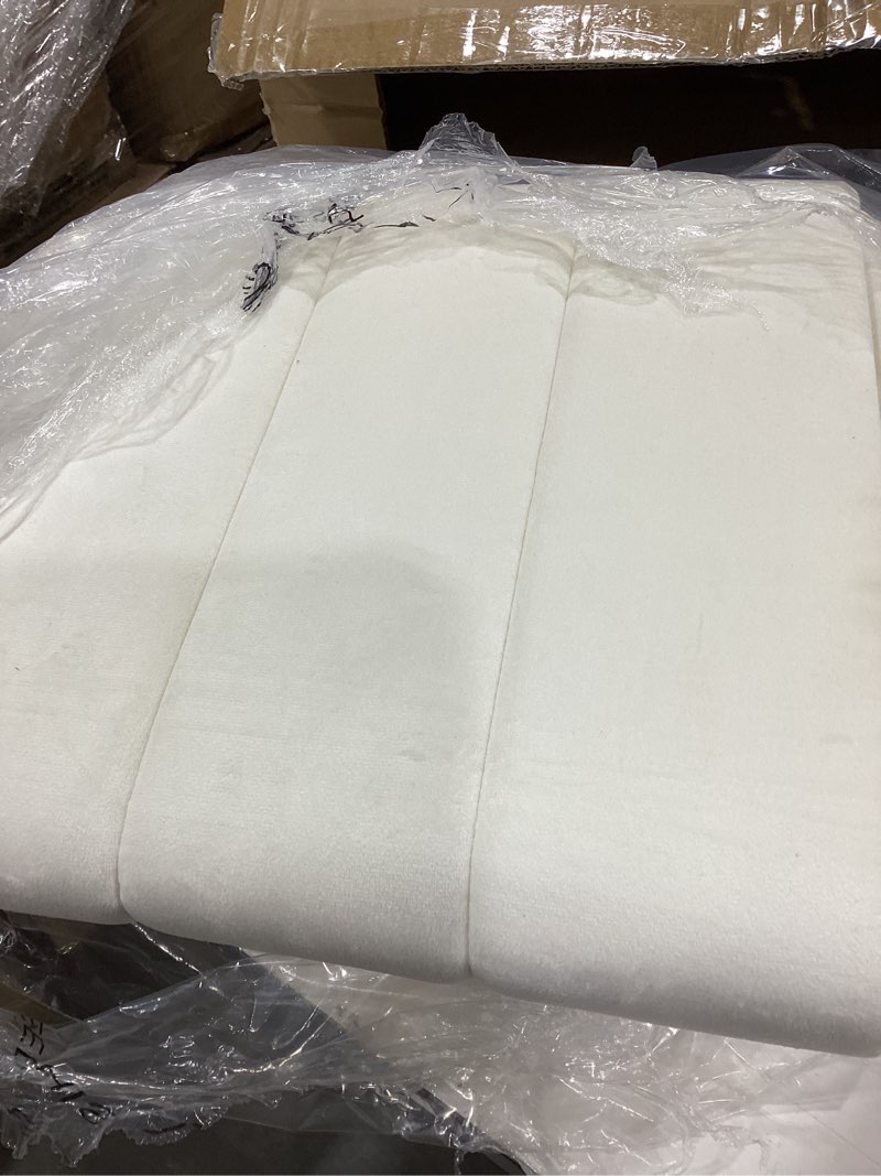 Condition photo showing As Is for songmics vanity stool, round ottoman with storage, upholstered foot stool, removable lid, for living room, bedroom, easy assembly, 16.9 x 16.9 x 18.5 inches, teddy fleece, white ulom015wd01 white 16.9"d x 16.9"w x 18.5"h modern