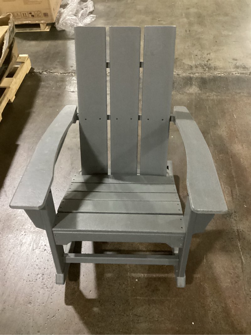 Condition photo showing As Is for style selections gray hdpe frame adirondack chair with slat seat